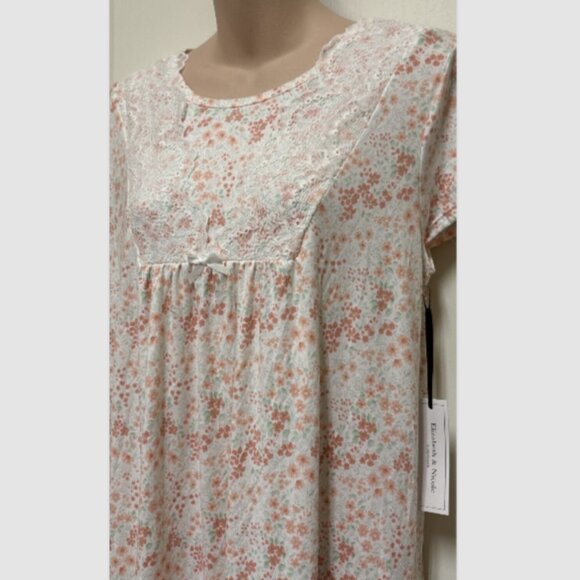 ELIZABETH & NICOLE Women's Nightgown Sleepwear Peach Melba Floral Size Small NWT - Picture 3 of 6
